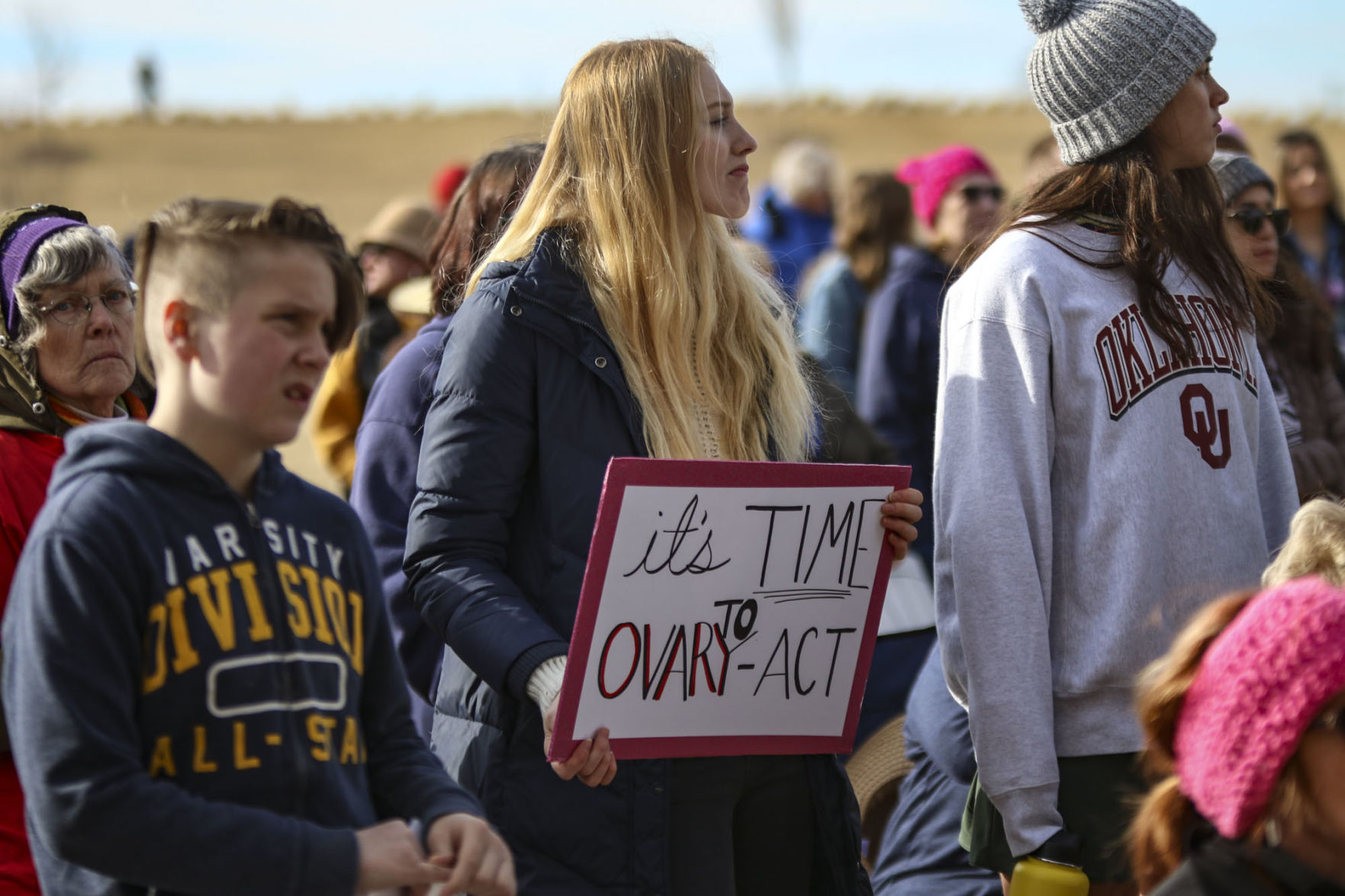 “It’s TIME to ovary-act” sign